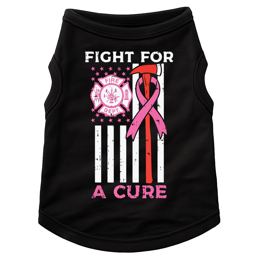 Fight For A Cure Firefighter US Flag Breast Cancer Awareness Doggie Tank