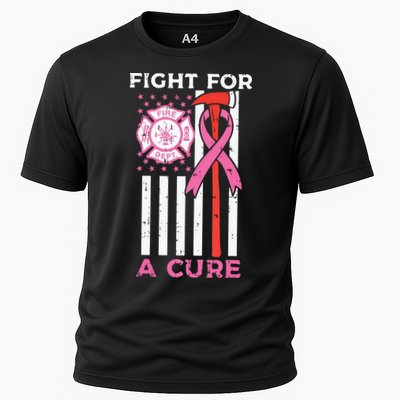 Fight For A Cure Firefighter US Flag Breast Cancer Awareness Performance Shirt