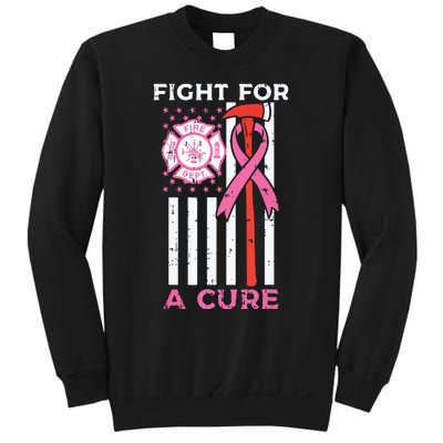 Fight For A Cure Firefighter US Flag Breast Cancer Awareness Sweatshirt