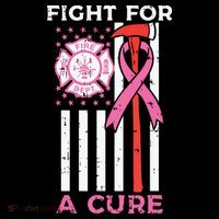Fight For A Cure Firefighter US Flag Breast Cancer Awareness Tall T-Shirt