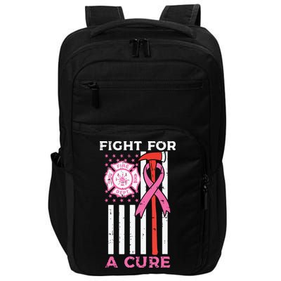 Fight For A Cure Firefighter US Flag Breast Cancer Awareness Impact Tech Backpack