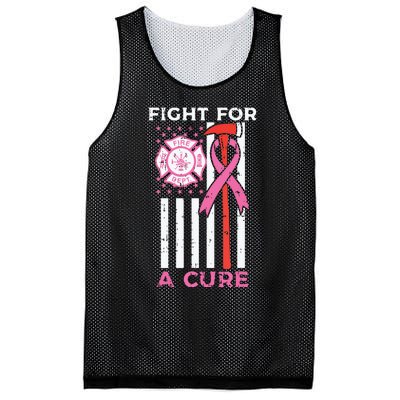 Fight For A Cure Firefighter US Flag Breast Cancer Awareness Mesh Reversible Basketball Jersey Tank