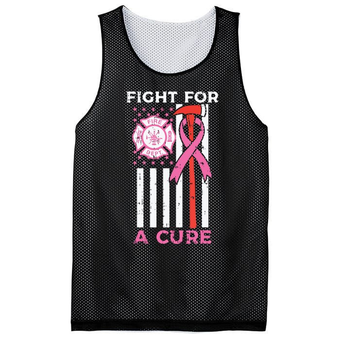 Fight For A Cure Firefighter US Flag Breast Cancer Awareness Mesh Reversible Basketball Jersey Tank