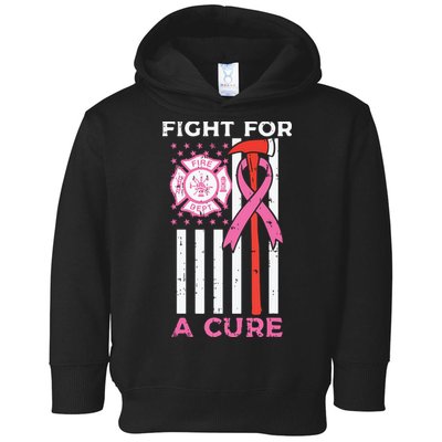 Fight For A Cure Firefighter US Flag Breast Cancer Awareness Toddler Hoodie