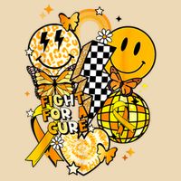 Fight For A Cure Retro Smile Face Childhood Cancer Awareness Drawstring Bag