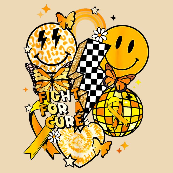 Fight For A Cure Retro Smile Face Childhood Cancer Awareness Drawstring Bag