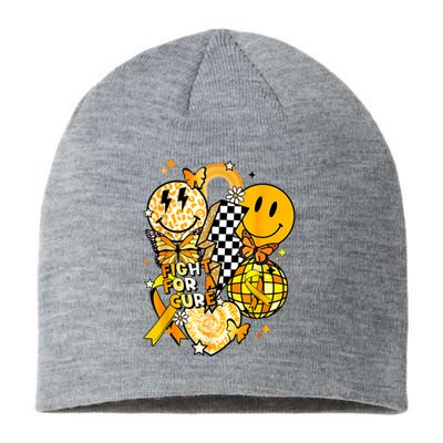 Fight For A Cure Retro Smile Face Childhood Cancer Awareness Sustainable Beanie