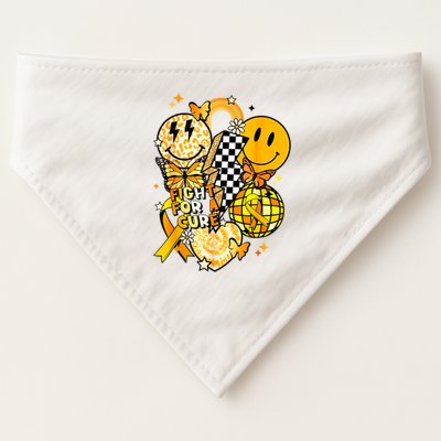 Fight For A Cure Retro Smile Face Childhood Cancer Awareness USA-Made Doggie Bandana