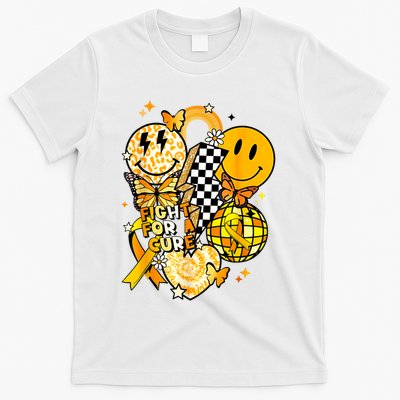 Fight For A Cure Retro Smile Face Childhood Cancer Awareness T-Shirt