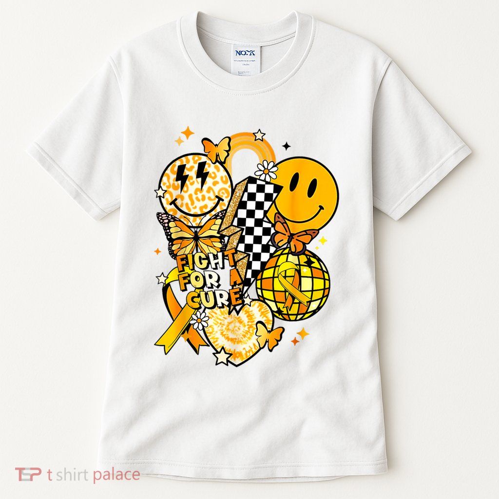 Fight For A Cure Retro Smile Face Childhood Cancer Awareness Tall T-Shirt