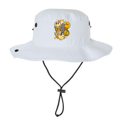 Fight For A Cure Retro Smile Face Childhood Cancer Awareness Legacy Cool Fit Booney Bucket Hat