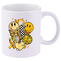 Fight For A Cure Retro Smile Face Childhood Cancer Awareness 11oz C Handle Ceramic Mug