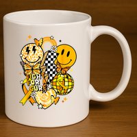 Fight For A Cure Retro Smile Face Childhood Cancer Awareness 11oz C Handle Ceramic Mug