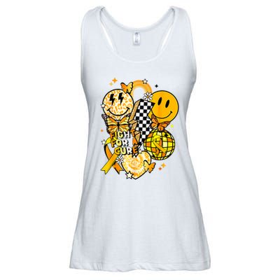 Fight For A Cure Retro Smile Face Childhood Cancer Awareness Ladies Essential Flowy Tank