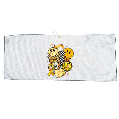 Fight For A Cure Retro Smile Face Childhood Cancer Awareness Large Microfiber Waffle Golf Towel