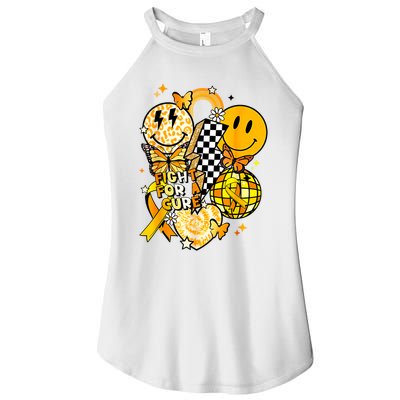 Fight For A Cure Retro Smile Face Childhood Cancer Awareness Women's Perfect Tri Rocker Tank