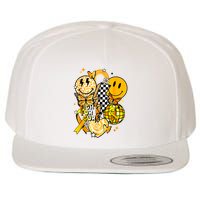 Fight For A Cure Retro Smile Face Childhood Cancer Awareness Wool Snapback Cap