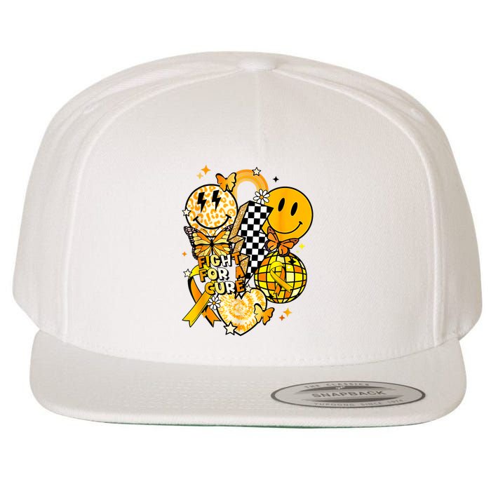 Fight For A Cure Retro Smile Face Childhood Cancer Awareness Wool Snapback Cap