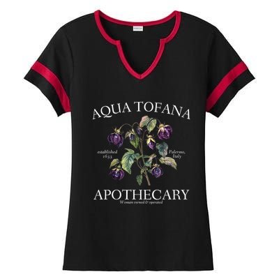 Funny Feminist Aqua Tofana Apothecary Vintage Design Ladies Halftime Notch Neck Tee