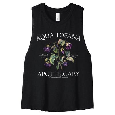 Funny Feminist Aqua Tofana Apothecary Vintage Design Women's Racerback Cropped Tank