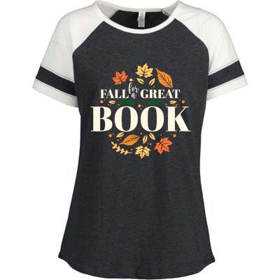 Fall For A Great Book Reading Librarian Autumn Teacher Enza Ladies Jersey Colorblock Tee