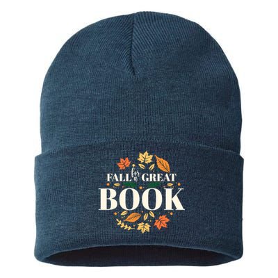 Fall For A Great Book Reading Librarian Autumn Teacher Sustainable Knit Beanie