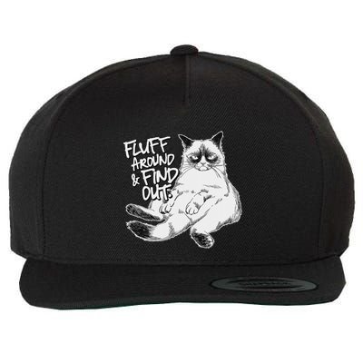 Funny Fluff Around And Find Out Grumpy Kitty Sarcastic Cat Wool Snapback Cap