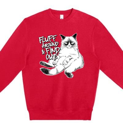 Funny Fluff Around And Find Out, Grumpy Kitty, Sarcastic Cat Premium Crewneck Sweatshirt