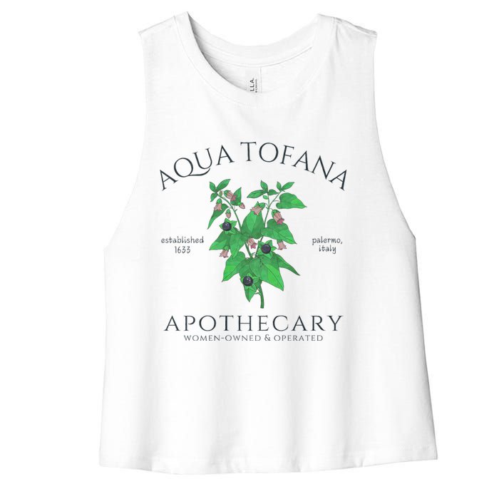 Funny Feminist Aqua Tofana Apothecary Vintage Women's Racerback Cropped Tank