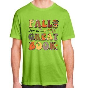 Fall For A Great Book Retro Leopard Autumn Thanksgiving Adult ChromaSoft Performance T-Shirt