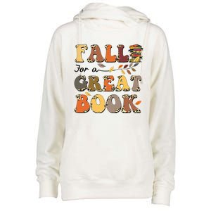 Fall For A Great Book Retro Leopard Autumn Thanksgiving Womens Funnel Neck Pullover Hood