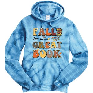 Fall For A Great Book Retro Leopard Autumn Thanksgiving Tie Dye Hoodie