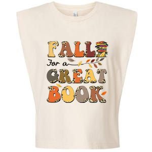 Fall For A Great Book Retro Leopard Autumn Thanksgiving Garment-Dyed Women's Muscle Tee