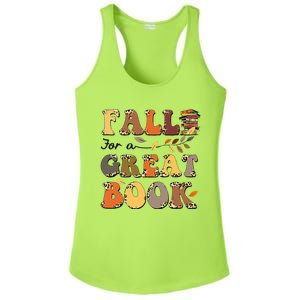 Fall For A Great Book Retro Leopard Autumn Thanksgiving Ladies PosiCharge Competitor Racerback Tank