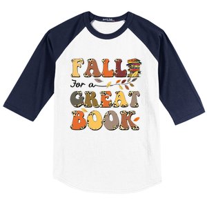 Fall For A Great Book Retro Leopard Autumn Thanksgiving Baseball Sleeve Shirt