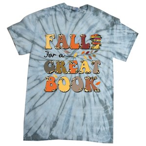 Fall For A Great Book Retro Leopard Autumn Thanksgiving Tie-Dye T-Shirt