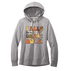 Fall For A Great Book Retro Leopard Autumn Thanksgiving Women's Fleece Hoodie