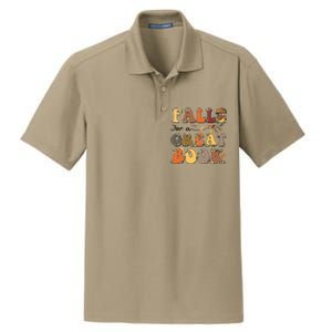 Fall For A Great Book Retro Leopard Autumn Thanksgiving Dry Zone Grid Polo