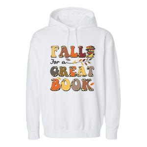 Fall For A Great Book Retro Leopard Autumn Thanksgiving Garment-Dyed Fleece Hoodie