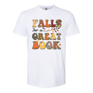 Fall For A Great Book Retro Leopard Autumn Thanksgiving Softstyle CVC T-Shirt