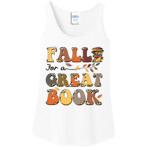 Fall For A Great Book Retro Leopard Autumn Thanksgiving Ladies Essential Tank