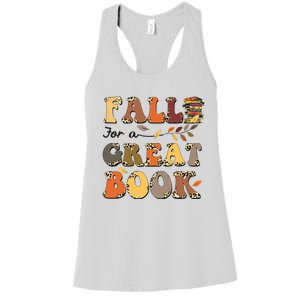 Fall For A Great Book Retro Leopard Autumn Thanksgiving Women's Racerback Tank