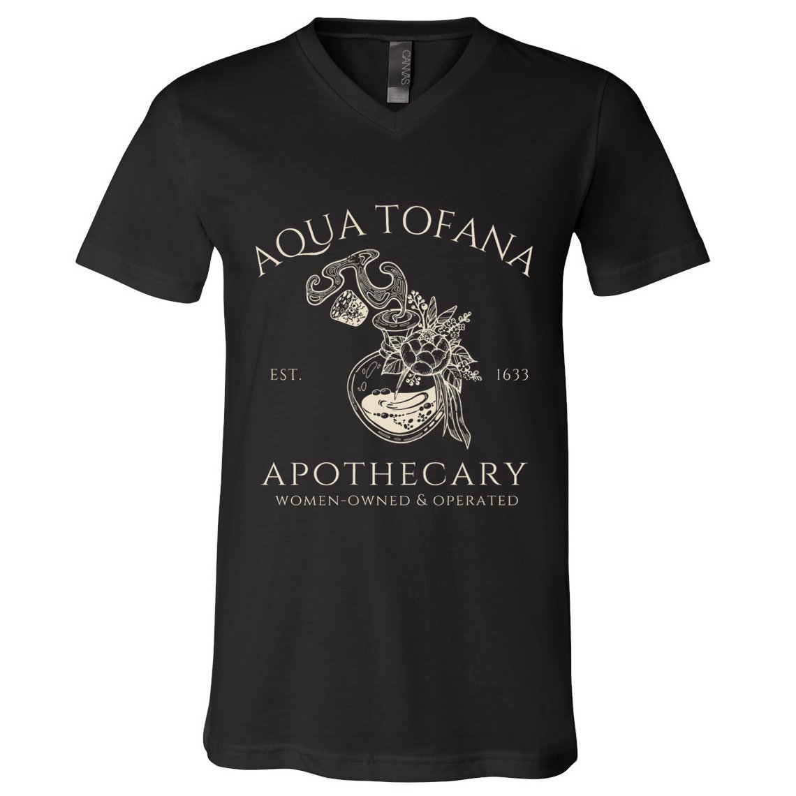Funny Feminist Aqua Tofana Apothecary Vintage V-Neck T-Shirt