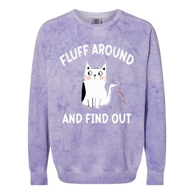 Funny Fluff Around And Find Out Funny Cat Colorblast Crewneck Sweatshirt