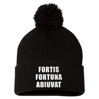Fortis Fortuna Adiuvat Pom Pom 12in Knit Beanie