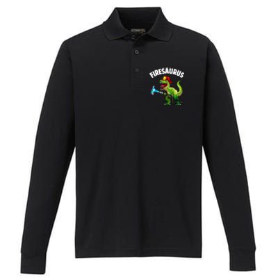 Future Firefighter Art For Fire Department Fireman Performance Long Sleeve Polo