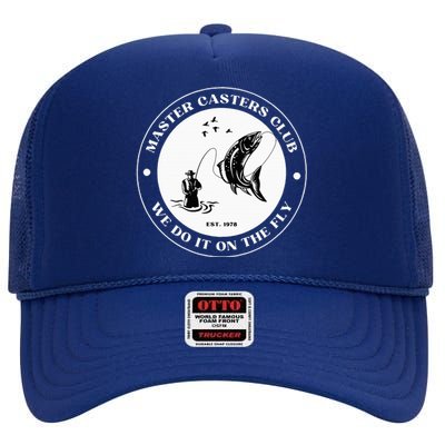 Fly Fishing Avid Fisherman Master Caster Anglers Club High Crown Mesh Back Trucker Hat