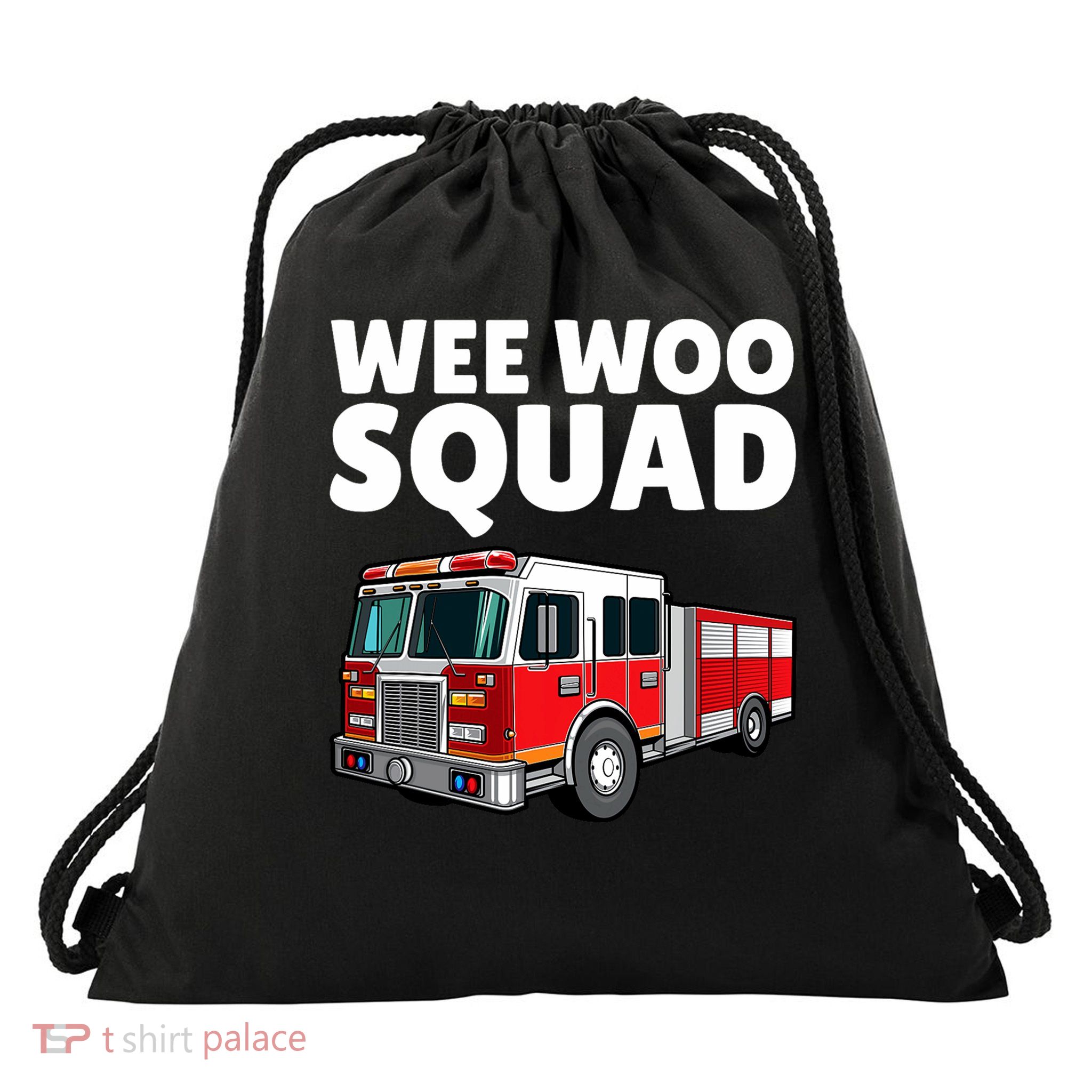 Funny Firefighter Art For Fire Truck Fireman Drawstring Bag