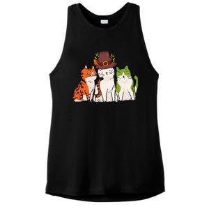 Festive Feline Adorable Cat Celebrating Thanksgiving in Autumn Ladies PosiCharge Tri-Blend Wicking Tank