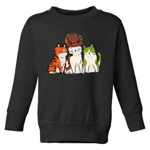 Festive Feline Adorable Cat Celebrating Thanksgiving in Autumn Toddler Sweatshirt